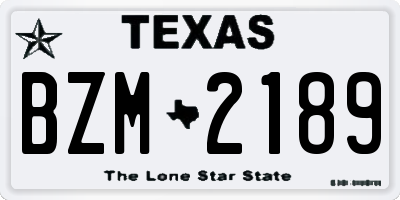 TX license plate BZM2189