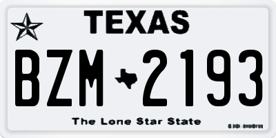 TX license plate BZM2193