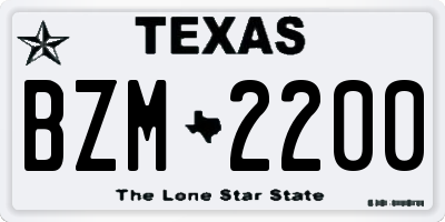 TX license plate BZM2200