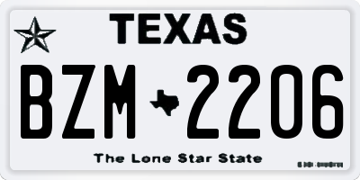 TX license plate BZM2206