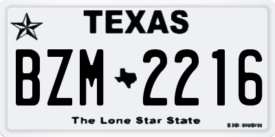 TX license plate BZM2216