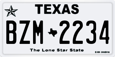 TX license plate BZM2234