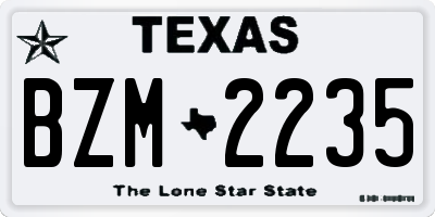 TX license plate BZM2235