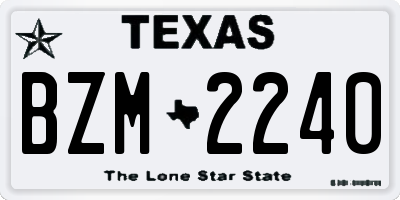 TX license plate BZM2240
