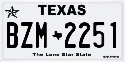 TX license plate BZM2251