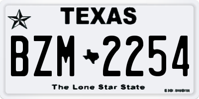 TX license plate BZM2254