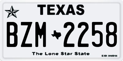 TX license plate BZM2258
