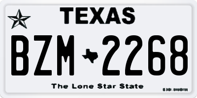 TX license plate BZM2268