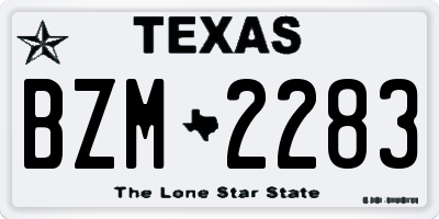 TX license plate BZM2283