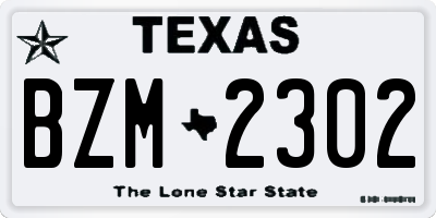 TX license plate BZM2302