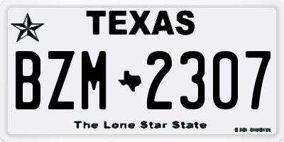 TX license plate BZM2307