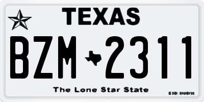 TX license plate BZM2311