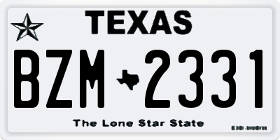 TX license plate BZM2331