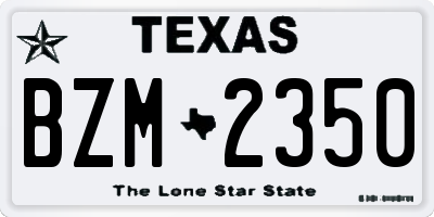 TX license plate BZM2350