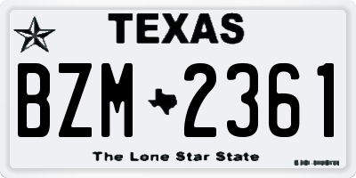 TX license plate BZM2361