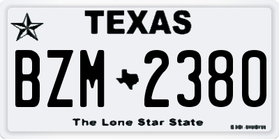TX license plate BZM2380