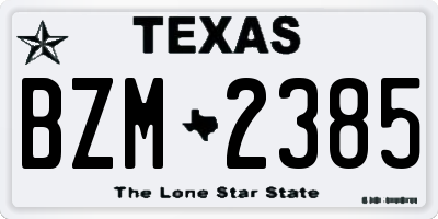 TX license plate BZM2385
