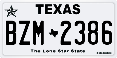 TX license plate BZM2386