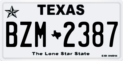 TX license plate BZM2387