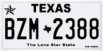 TX license plate BZM2388