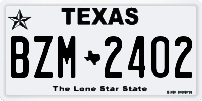 TX license plate BZM2402