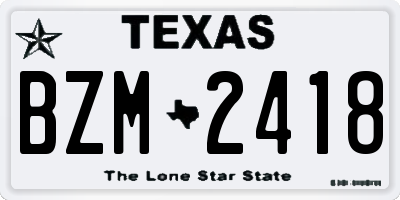 TX license plate BZM2418