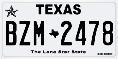 TX license plate BZM2478