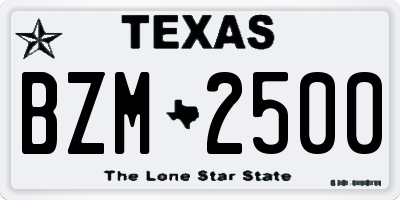 TX license plate BZM2500