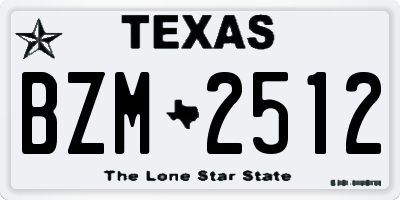 TX license plate BZM2512