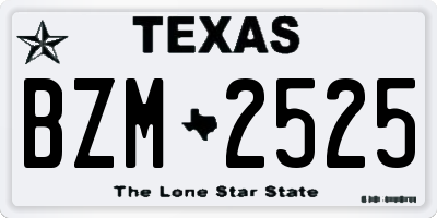 TX license plate BZM2525