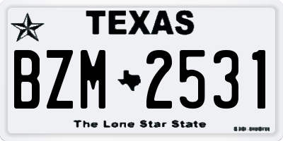 TX license plate BZM2531