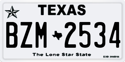 TX license plate BZM2534