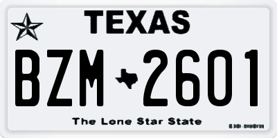 TX license plate BZM2601