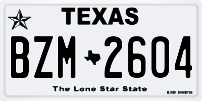 TX license plate BZM2604