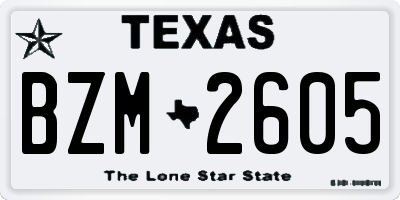 TX license plate BZM2605