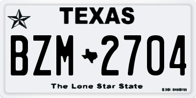TX license plate BZM2704
