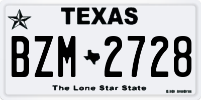 TX license plate BZM2728