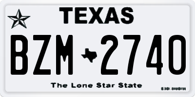 TX license plate BZM2740