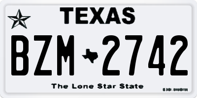 TX license plate BZM2742