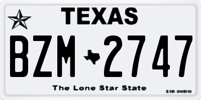 TX license plate BZM2747