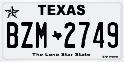 TX license plate BZM2749