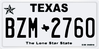 TX license plate BZM2760