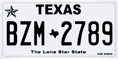 TX license plate BZM2789