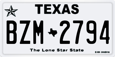 TX license plate BZM2794