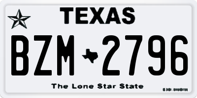 TX license plate BZM2796