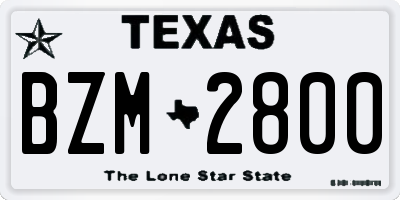 TX license plate BZM2800