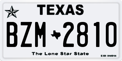 TX license plate BZM2810
