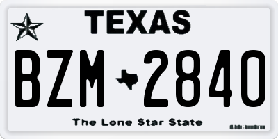 TX license plate BZM2840