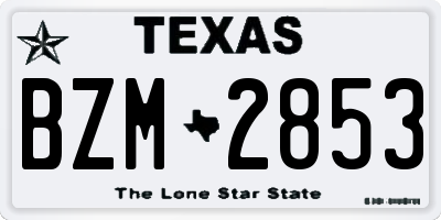TX license plate BZM2853