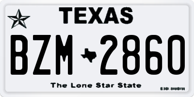 TX license plate BZM2860